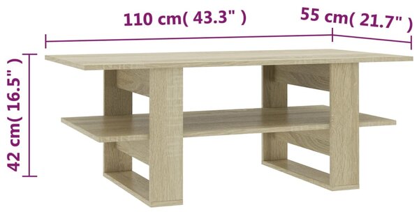 VidaXL Τραπεζάκι Σαλονιού Sonoma Δρυς 110x55x42 εκ. από Μοριοσανίδα