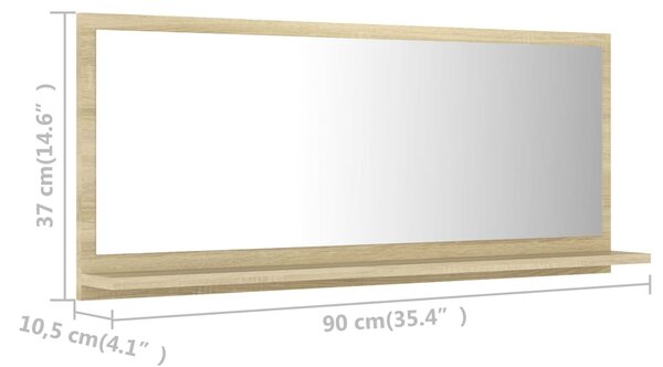 VidaXL Καθρέφτης Μπάνιου Sonoma Δρυς 90 x 10,5 x 37 εκ. Μοριοσανίδα