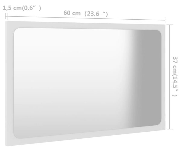 VidaXL Καθρέφτης Μπάνιου Λευκός 60 x 1,5 x 37 εκ. από Μοριοσανίδα