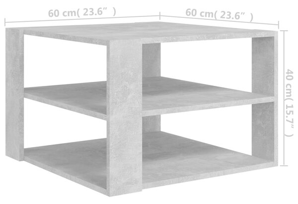 VidaXL Τραπεζάκι Σαλονιού Γκρι Σκυροδέματος 60x60x40 εκ. Μοριοσανίδα