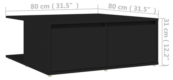 VidaXL Τραπεζάκι Σαλονιού Μαύρο 80 x 80 x 31 εκ. από Επεξ. Ξύλο