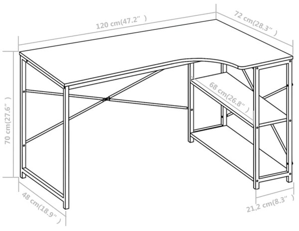 VidaXL Γραφείο Υπολογιστή Μαύρο 120 x 72 x 70 εκ