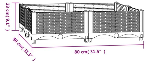 VidaXL Ζαρντινιέρα 80 x 80 x 23 εκ. από Πολυπροπυλένιο