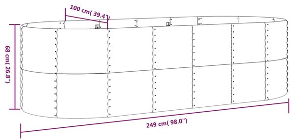 VidaXL Ζαρντινιέρα Γκρι 249x100x68 εκ. Ατσάλι με Ηλεκτρ. Βαφή Πούδρας