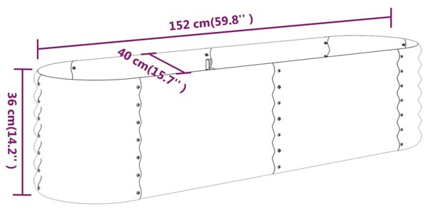 VidaXL Ζαρντινιέρα Υπερυψωμένη Γκρι 152x40x36 εκ. Ατσάλι Ηλεκτρ. Βαφή