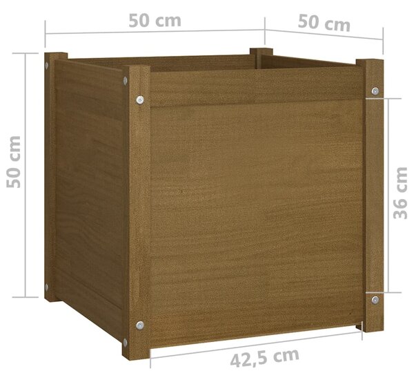 VidaXL Ζαρντινιέρες 2 τεμ. Μελί 50 x 50 x 50 εκ. από Μασίφ Ξύλο Πεύκου