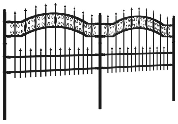 VidaXL Φράχτης με Ακίδες Μαύρος 115 εκ. Ατσάλι Ηλεκτροστ. Βαφή Πούδρας