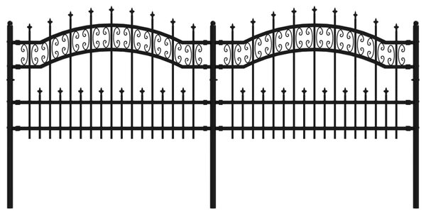 VidaXL Φράχτης με Ακίδες Μαύρος 115 εκ. Ατσάλι Ηλεκτροστ. Βαφή Πούδρας