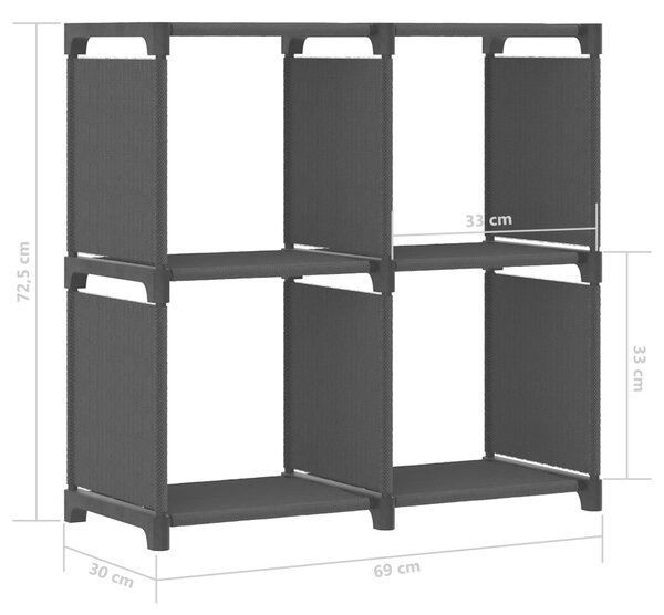 VidaXL Ραφιέρα με 4 Κύβους Μαύρη 69 x 30 x 72,5 εκ. Υφασμάτινη