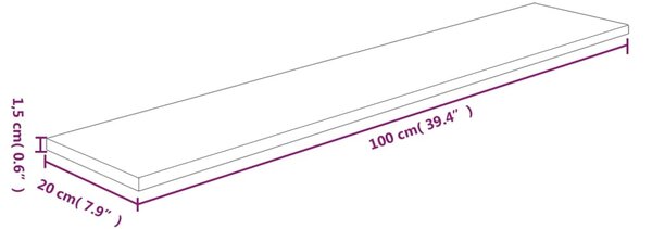 VidaXL Ράφι 100x20x1,5 εκ. από Ακατέργαστο Μασίφ Ξύλο Δρυός