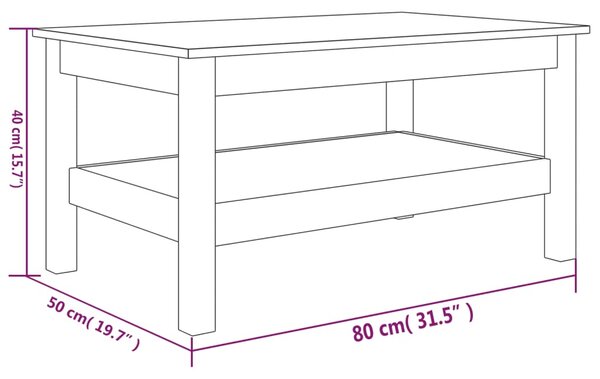 VidaXL Τραπεζάκι Σαλονιού Μαύρο 80x50x40εκ. από Μασίφ Ξύλο Πεύκου