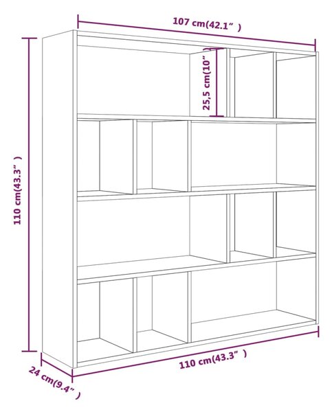 VidaXL Βιβλιοθήκη Καφέ Δρυς 110 x 24 x 110 εκ. από Επεξεργασμένο Ξύλο