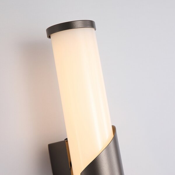Searchlight Φωτιστικό τοίχου LED Wrap, IP44, μπρούντζο, μέταλλο, γυαλί, 3.000 K, ρυθμιζόμενος, Μπρούτζινο / Αντικέ ορείχαλκου, Μπάνιο, Μέταλλο