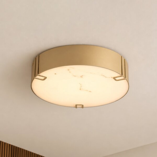 Searchlight Φωτιστικό οροφής LED Marmo, χρυσό χρώμα, μέταλλο, IP44, 3.000 K, ρυθμιζόμενος, Χρυσό / Ορείχαλκου, Μπάνιο, Μέταλλο