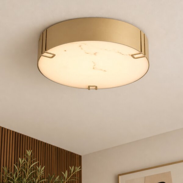 Searchlight Φωτιστικό οροφής LED Marmo, χρυσό χρώμα, μέταλλο, IP44, 3.000 K, ρυθμιζόμενος, Χρυσό / Ορείχαλκου, Μπάνιο, Μέταλλο