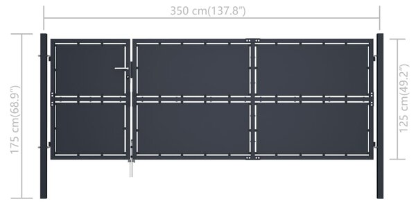 VidaXL Πόρτα Περίφραξης Κήπου Ανθρακί 350 x 125 εκ. Ατσάλινη