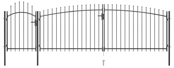 VidaXL Καγκελόπορτα με Λόγχες Μαύρη 5 x 2 μ
