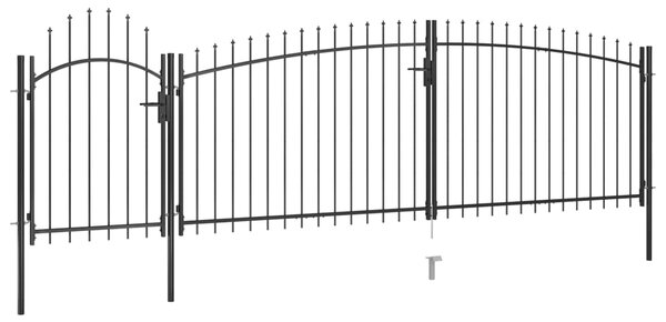 VidaXL Καγκελόπορτα με Λόγχες Μαύρη 5 x 2 μ