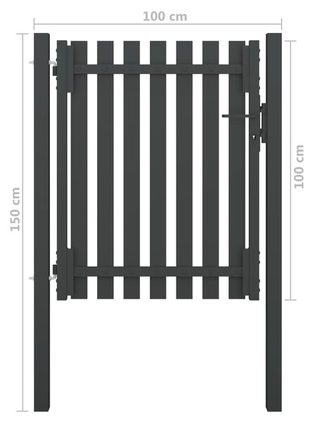 VidaXL Πόρτα Περίφραξης Κήπου Ανθρακί 1 x 1,5 μ. Ατσάλινη