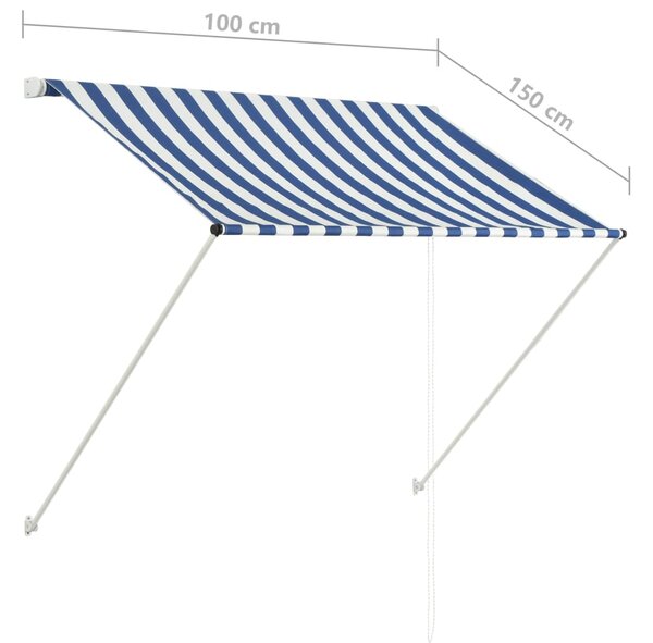 VidaXL Τέντα Συρόμενη Μπλε / Λευκό 100 x 150 εκ