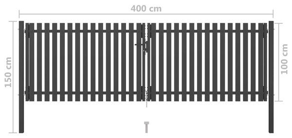 VidaXL Πόρτα Περίφραξης Κήπου Ανθρακί 4 x 1,5 μ. Ατσάλινη