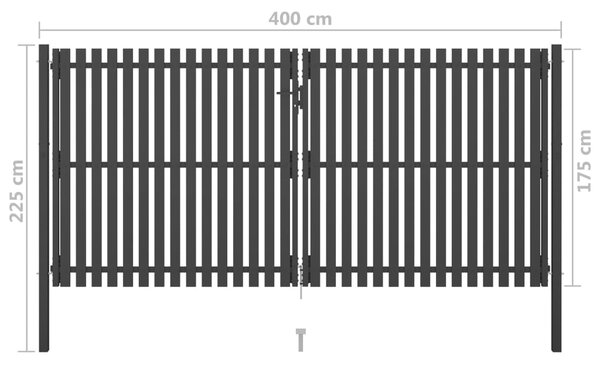 VidaXL Πόρτα Περίφραξης Κήπου Ανθρακί 4 x 2,25 μ. Ατσάλινη