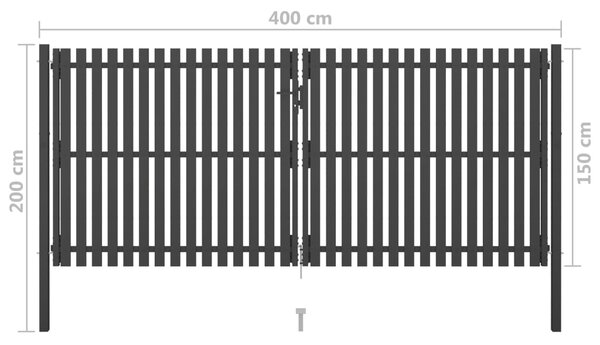 VidaXL Πόρτα Περίφραξης Κήπου Ανθρακί 4 x 2 μ. Ατσάλινη