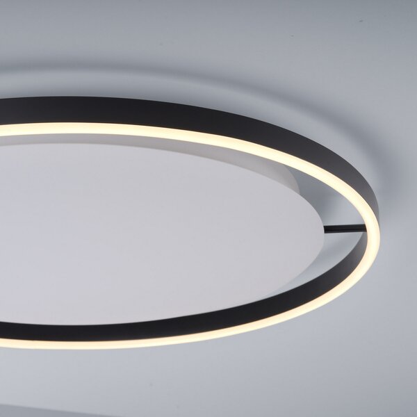 JUST LIGHT. GmbH Φωτιστικό οροφής LED Ritus, Ø 58.5cm, ανθρακί, ρυθμιζόμενος, Μαύρο, Σαλόνι / τραπεζαρία, Μέταλλο, σύγχρονο