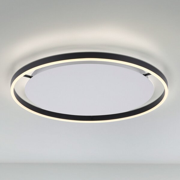 JUST LIGHT. GmbH Φωτιστικό οροφής LED Ritus, Ø 58.5cm, ανθρακί, ρυθμιζόμενος, Μαύρο, Σαλόνι / τραπεζαρία, Μέταλλο, σύγχρονο