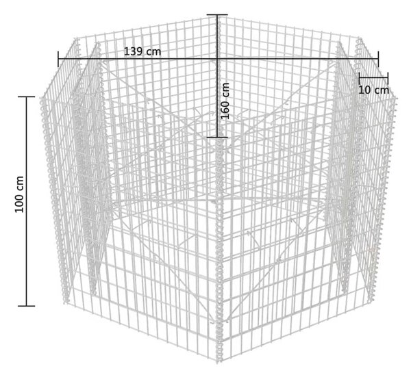 VidaXL Συρματοκιβώτιο - Γλάστρα Υπερυψωμένη Εξάγωνη 160x140x100 εκ
