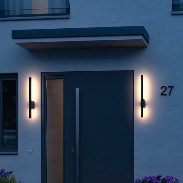 Paulmann Stan LED φωτιστικό τοίχου εξωτερικού χώρου 60 cm, Μαύρο, Μέταλλο, σύγχρονο