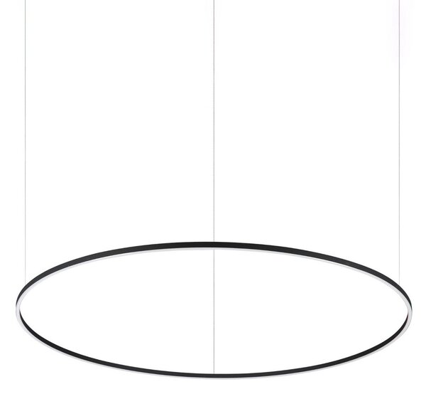 Ideallux Ideal Lux LED κρεμαστό φωτιστικό Oracle Slim μαύρο 3,000K Ø 150 cm, Μαύρο, Σαλόνι / τραπεζαρία, Μέταλλο, σύγχρονο