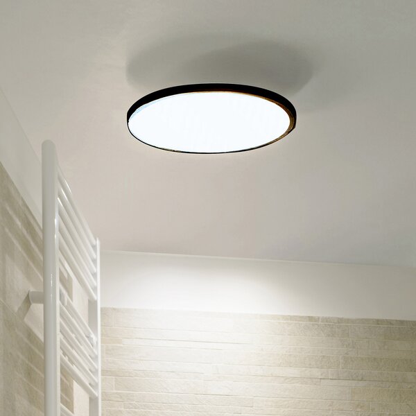 LIGHTME LED φωτιστικό οροφής Aqua Ø 30.2cm μαύρο, Μαύρο, Μπάνιο, Μέταλλο, σύγχρονο