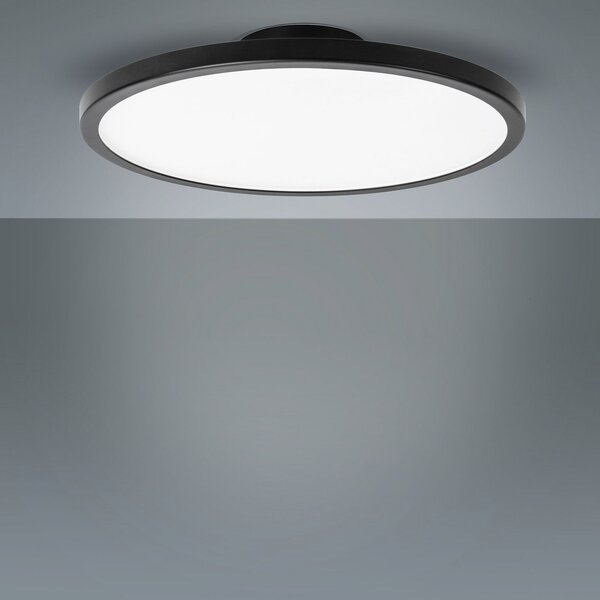 LIGHTME LED φωτιστικό οροφής Aqua Ø 30.2cm μαύρο, Μαύρο, Μπάνιο, Μέταλλο, σύγχρονο