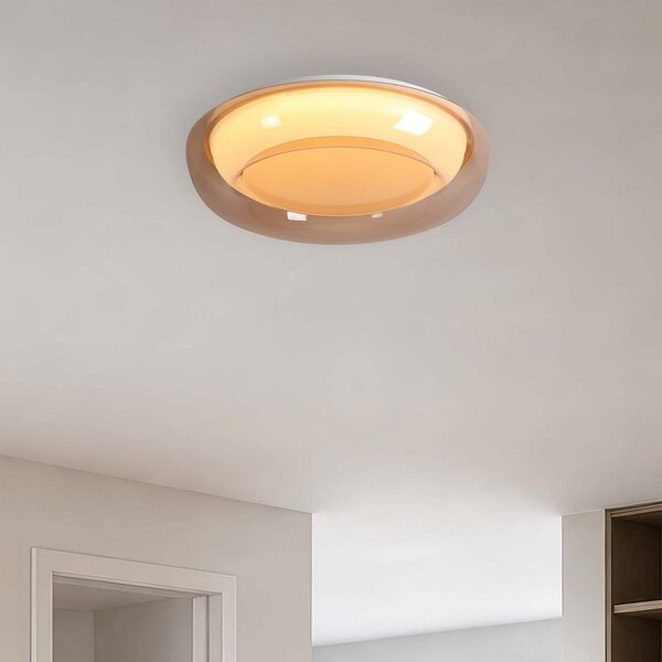 Searchlight Φωτιστικό οροφής LED Jude Flush, πορτοκαλί, Ø 40 cm, CCT, ρυθμιζόμενος, Καφέ / Σκουριάς, Σαλόνι / τραπεζαρία, Μέταλλο