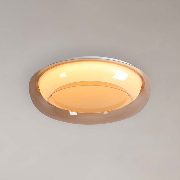 Searchlight Φωτιστικό οροφής LED Jude Flush, πορτοκαλί, Ø 40 cm, CCT, ρυθμιζόμενος, Καφέ / Σκουριάς, Σαλόνι / τραπεζαρία, Μέταλλο