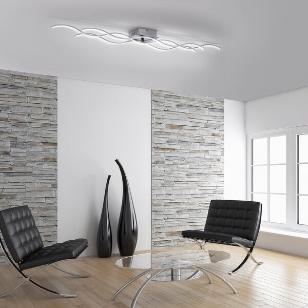 JUST LIGHT. GmbH Φωτιστικό οροφής LED Wave 3,000K 139.5x16cm χάλυβα, Μεταλλικό, Σαλόνι / τραπεζαρία, Αλουμίνιο, σύγχρονο