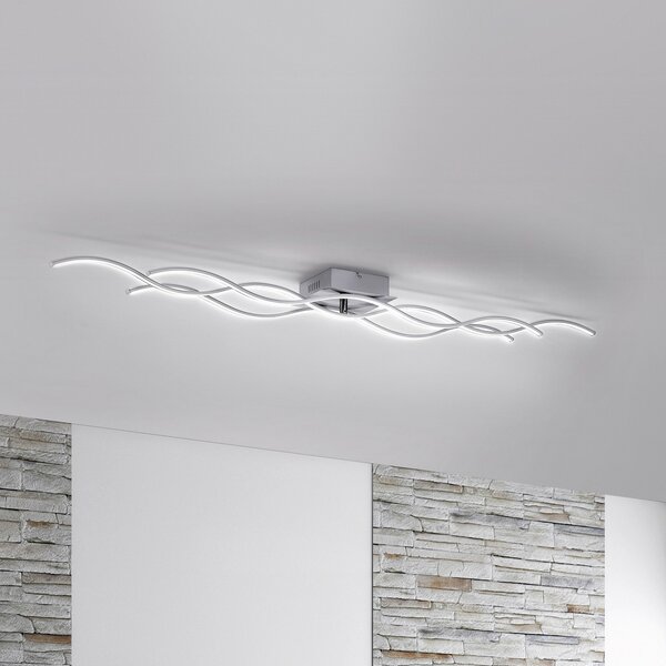 JUST LIGHT. GmbH Φωτιστικό οροφής LED Wave 3,000K 139.5x16cm χάλυβα, Μεταλλικό, Σαλόνι / τραπεζαρία, Αλουμίνιο, σύγχρονο
