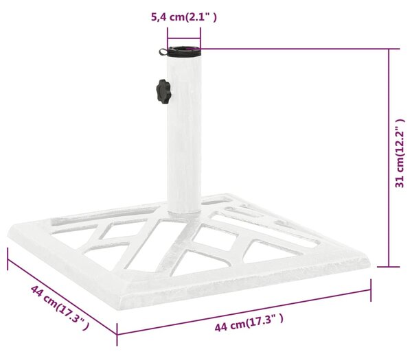 VidaXL Βάση Ομπρέλας Λευκή 44 x 44 x 31 εκ. από Χυτοσίδηρο