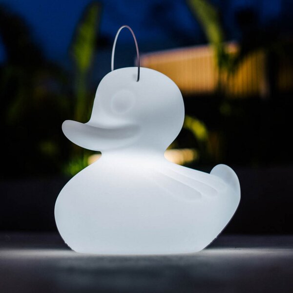 Goodnight Light LED φωτιστικό σχεδιασμού DUCK-DUCK XL για εξωτερικούς χώρους σε λευκό χρώμα, ρυθμιζόμενος, Λευκό, Πλαστικό, σχεδιασμός
