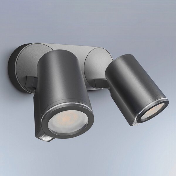 STEINEL Smart Sensor Εξωτερικός προβολέας One SC 2-φωτισμός, ανθρακί, IP44, Μαύρο, Μέταλλο, σύγχρονο, Προβολέας τοίχου