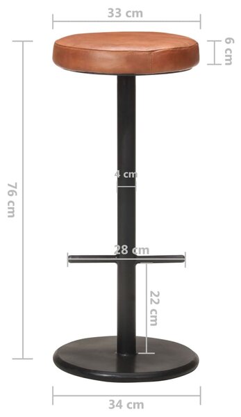 VidaXL Σκαμπό Μπαρ 2 τεμ. Καφέ από Γνήσιο Δέρμα