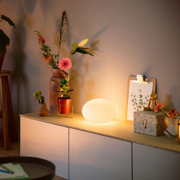Philips Hue Flourish LED επιτραπέζια λάμπα, RGBW, ρυθμιζόμενος, Λευκό, Σαλόνι / τραπεζαρία, Γυαλί, σύγχρονο