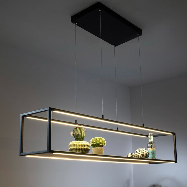 Paul Neuhaus Κρεμαστό φωτιστικό LED Conni, μαύρο, 105 cm, ρυθμιζόμενος, Μαύρο, Σαλόνι / τραπεζαρία, Μέταλλο, σύγχρονο