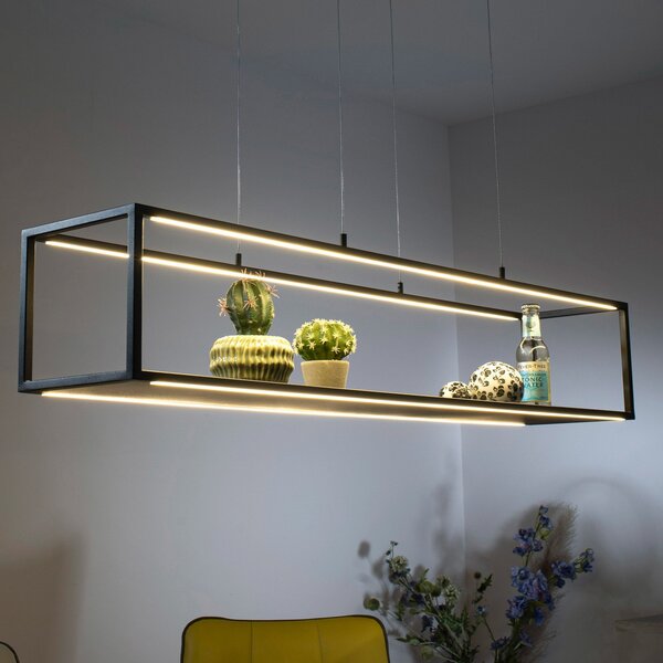 Paul Neuhaus Κρεμαστό φωτιστικό LED Conni, μαύρο, 105 cm, ρυθμιζόμενος, Μαύρο, Σαλόνι / τραπεζαρία, Μέταλλο, σύγχρονο