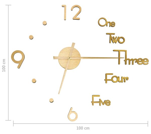 VidaXL Ρολόι Τοίχου Τρισδιάστατο Μοντέρνο Χρυσό 100 εκ. XXL