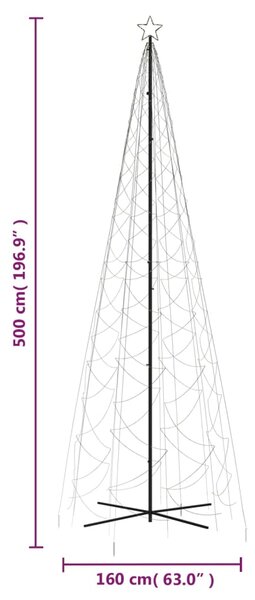 VidaXL Χριστουγεννιάτικο Δέντρο Κώνος 1400 LED Θερμό Λευκό 160x500 εκ