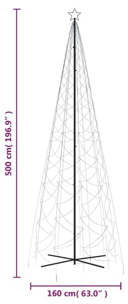 VidaXL Χριστουγεννιάτικο Δέντρο Κώνος 1400 LED Μπλε 160 x 500 εκ