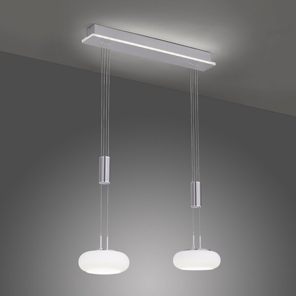 Q-Smart-Home Paul Neuhaus Q-ETIENNE LED κρεμαστό φωτιστικό, 2-φωτο, ρυθμιζόμενος, Γκρι, Σαλόνι / τραπεζαρία, Μέταλλο, σύγχρονο