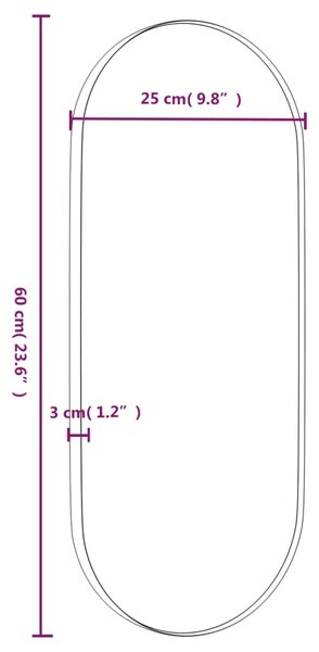 VidaXL Καθρέφτης Επιτοίχιος Οβάλ Χρυσός 25 x 60 εκ